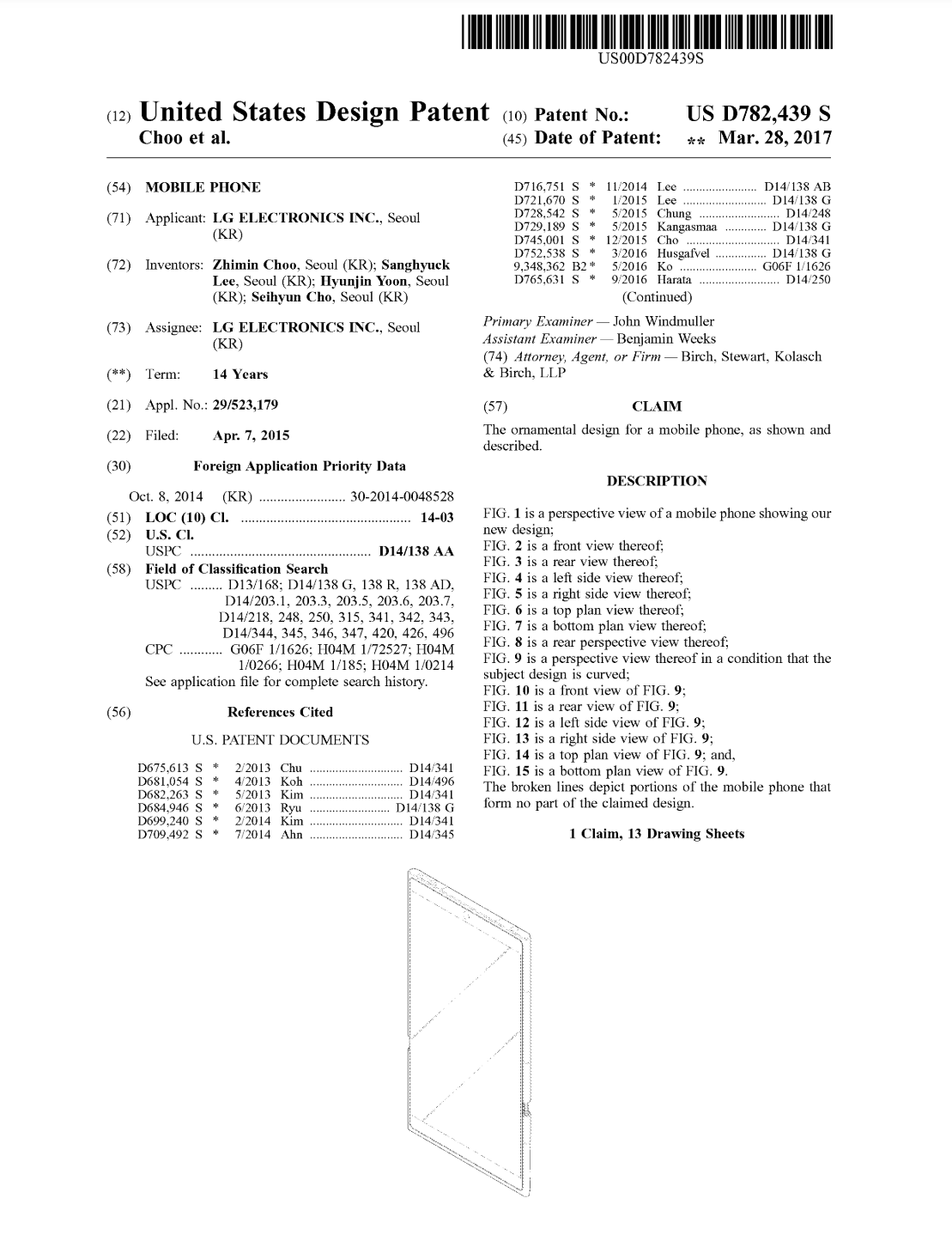 Smartphone design patent